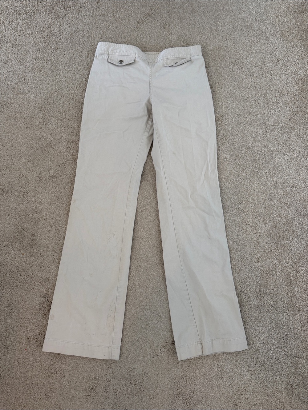 Cream gap khakis made in Thailand button details